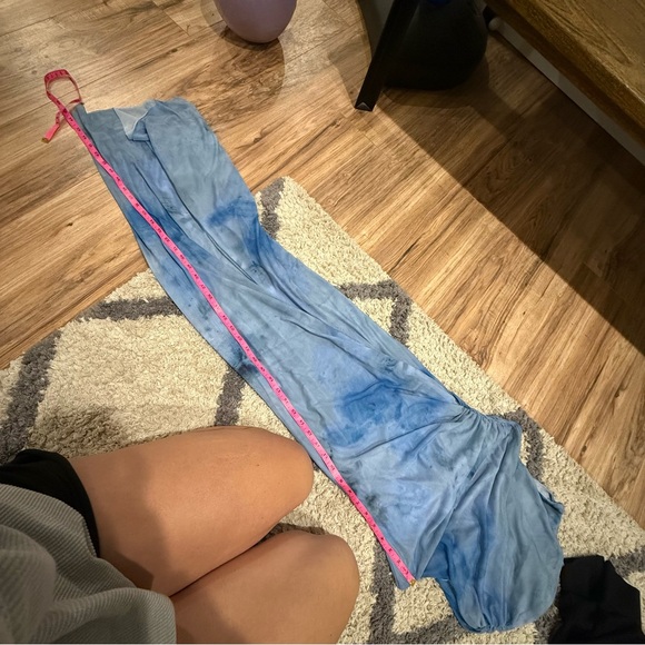 Zara Draped Printed Midi Elegant Blue Dress - Picture 7 of 10